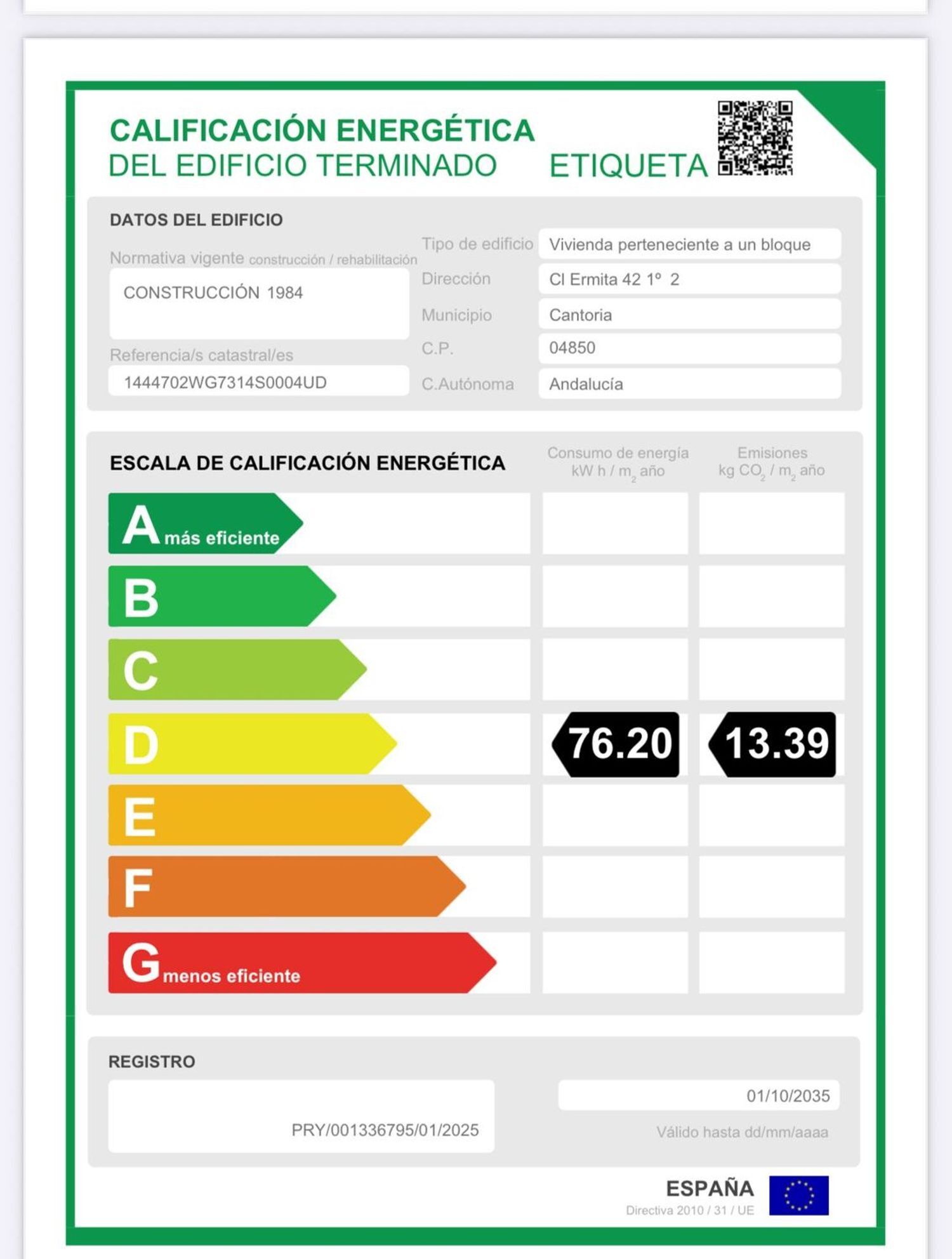 Propiedad en venta en Almería, Cantoria