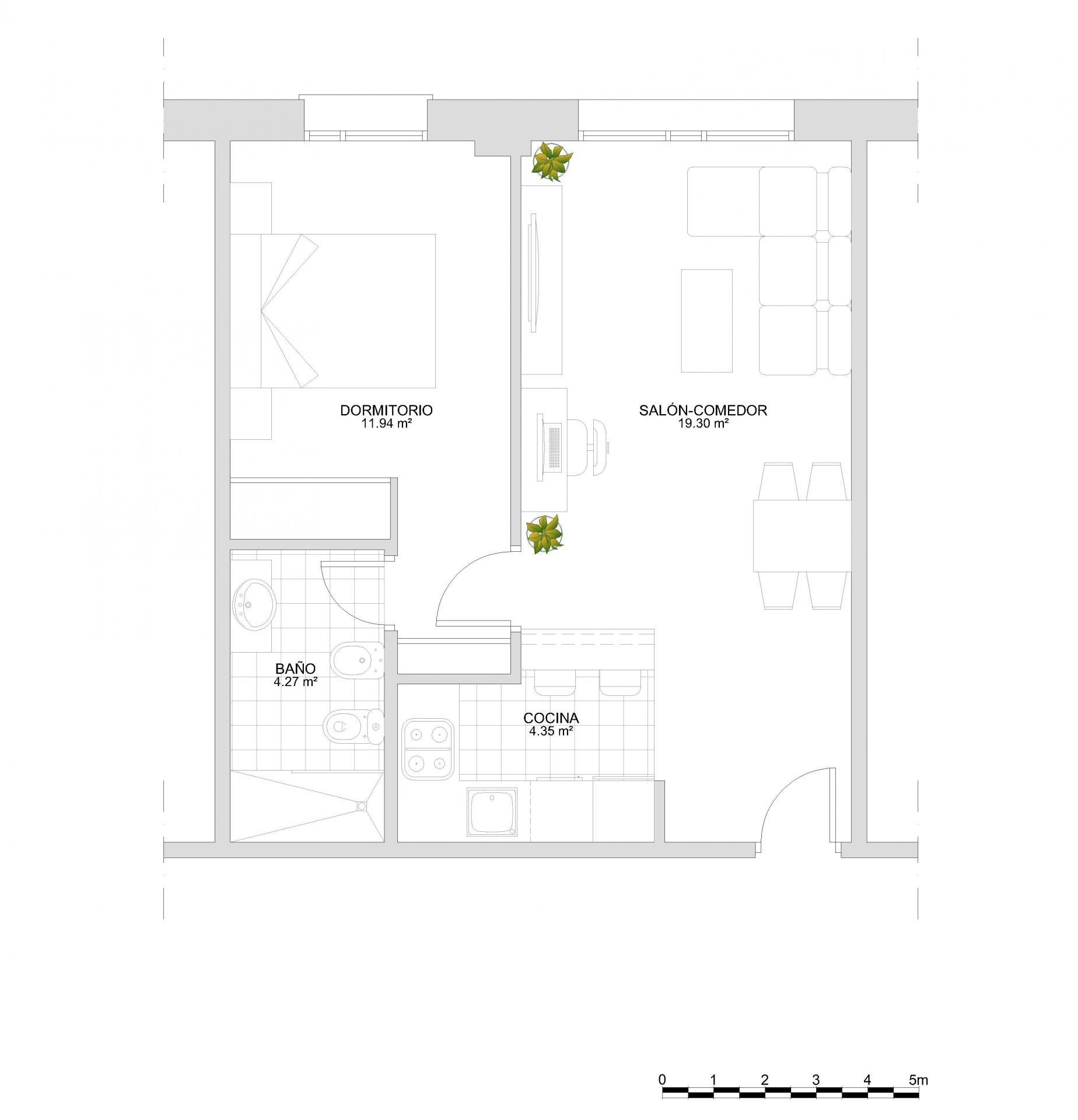 Apartamento de 1 dormitorio exclusivo